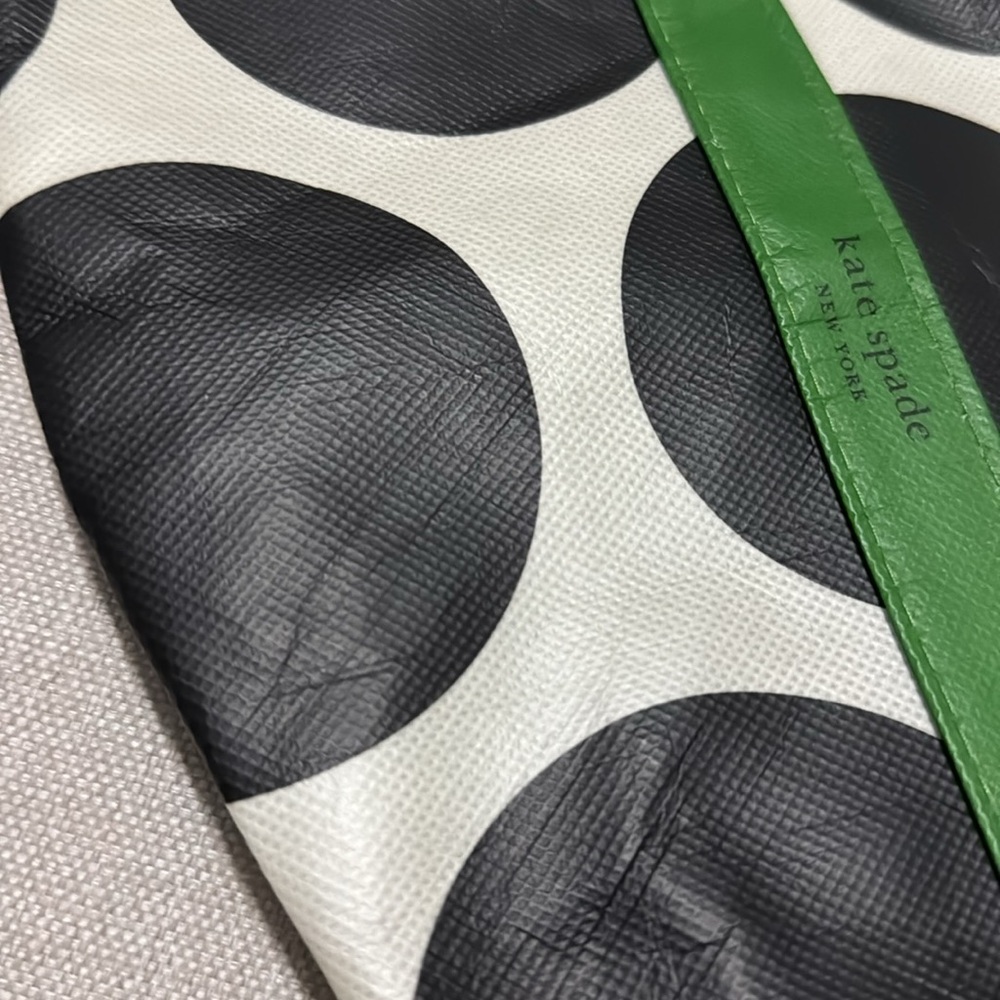 Kate Spade Mini Tote-Recycled Polyester/Signature Cream and Blk Dot with Green - Picture 5 of 15